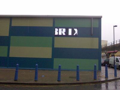 Scrolling Signs Say "Welcome to Brixton Ice Rink"
