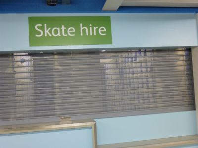 Skate Hire (Blinds down but you can just see hired skates are in place)
