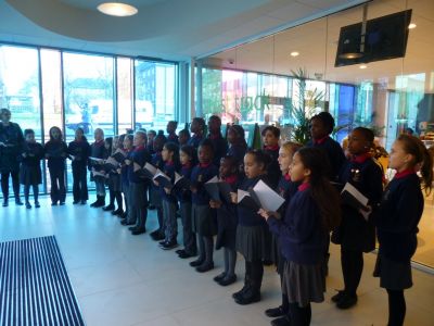 Grafton Primary School Choir Sing Carols in Entrance Area
