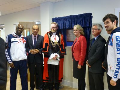 Plaque Unveiling Complete - Athletes are Ezekiel Ewulo (GB Long Jump Athlete) and Matt Parslow (GB Ultimate Frisbee Athlete)
