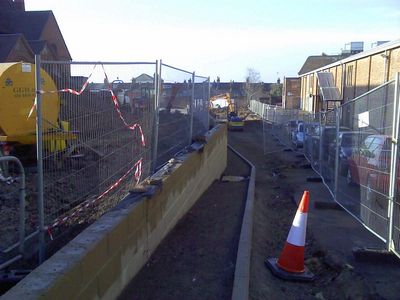 New Wall Between Church and Rink
