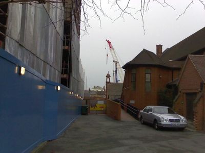 Between Bus Garage and Church
