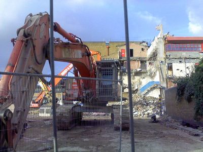 Bus Bus Garage Demolition from High Road
