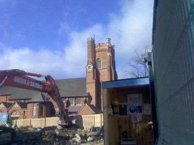Digger next to Church
