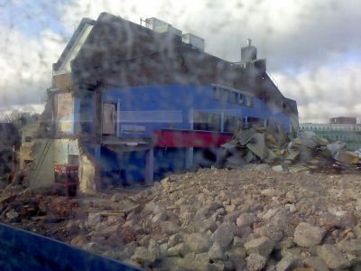 Remains of Back of Rink (through murky bus window)
