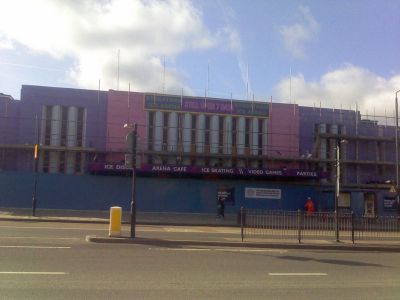 Rink Front with Scaffolding
