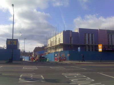 Rink Front with Scaffolding
