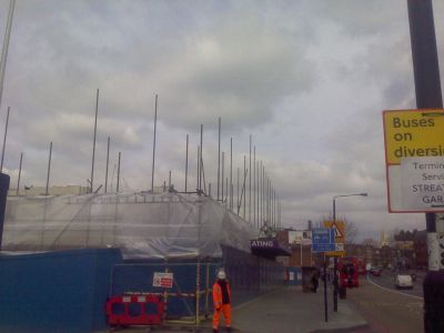 Remains of Rink Front with Covered Scaffolding
