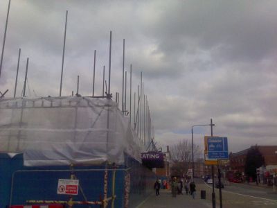 Remains of Rink Front with Covered Scaffolding
