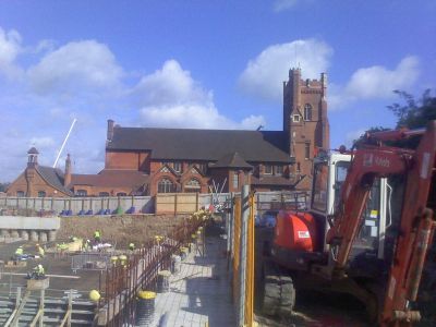 Church from Natal Road (Leisure Centre Retaining Wall in Foreground)
