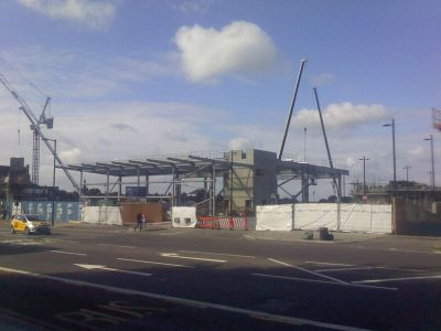 Long View of Tesco Frame from Across the High Road
