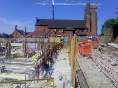 Church from Natal Road (Leisure Centre Retaining Wall in Foreground)
