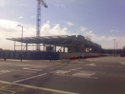 Long View of Tesco Frame from Across the High Road
