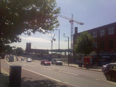 Long View of Tesco Frame from Across the High Road
