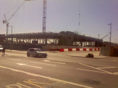 Long View of Tesco Frame from Across the High Road
