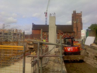 Church from Natal Road (Leisure Centre Retaining Wall in Foreground)
