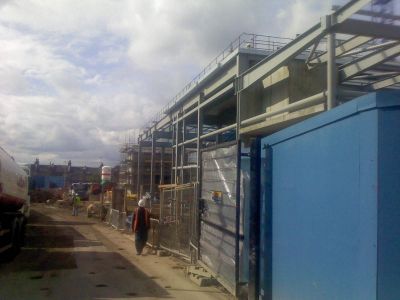 Construction Next to Closed Temporary Bus Layover
