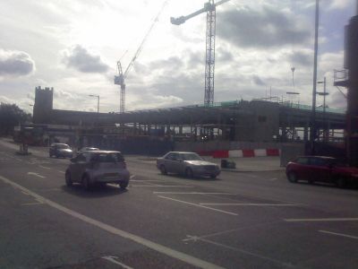 Long View of Tesco Frame from Across the High Road
