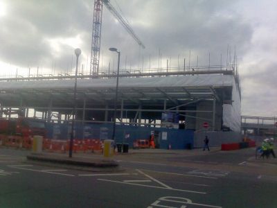 Long View of Tesco Building from Across the High Road
