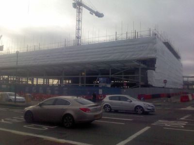 Long View of Tesco Building from Across the High Road
