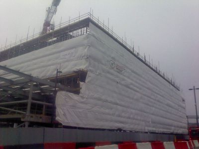 North Side of Tesco Building with Residential Above
