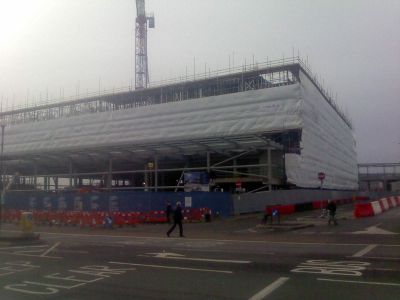 Long View of Tesco Building from Across the High Road
