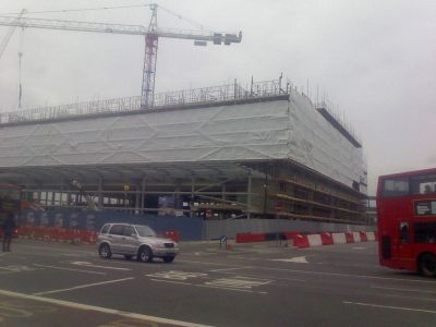 Long View of Tesco Building from Across the High Road
