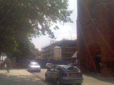 Leisure Centre "Light Box" Behind Church
