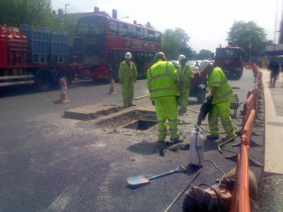Roadworks along Streatham High Road
