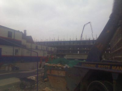 Car Park Entrance and Flats Behind
