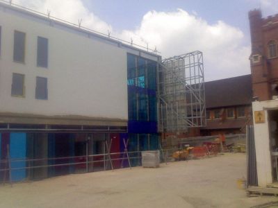 Front of Leisure Centre from High Road (with Framework of "Light Box")
