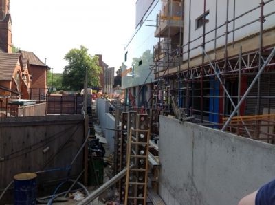 Side of Leisure Centre from behind Church Site
