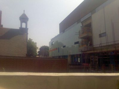 Side of Leisure Centre from behind Church Site
