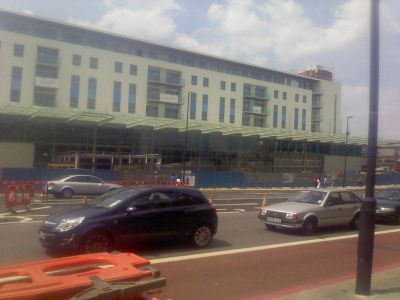 View of Tesco/Residential Building from Across the High Road
