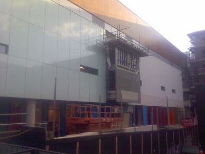 Escape Stair Core Making Projecting Feature on Side of Leisure Centre
