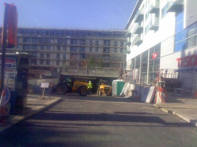 Car Park Entrance and Flats Behind
