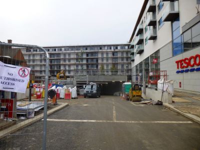 Car Park Entrance and Flats Behind
