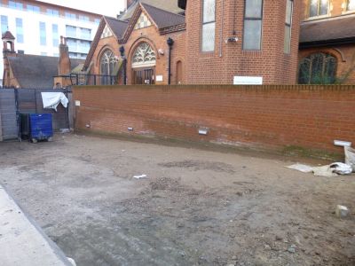 Work on Paving around Church
