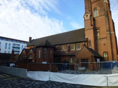 Work on Paving around Church
