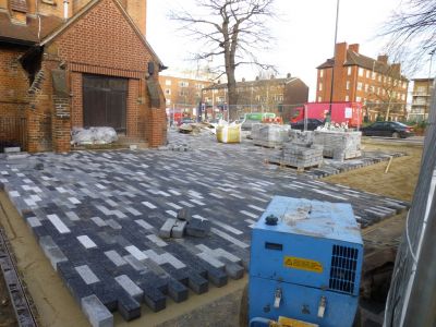 Work on Paving around Church
