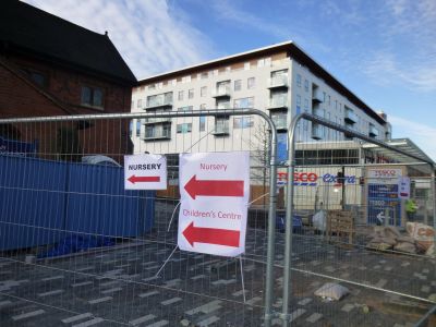 Temporary Entrance to Children's Centre through Church
