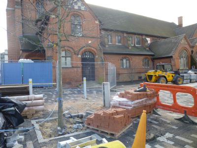 Work on Paving around Church
