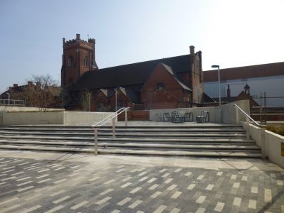 Steps up to Raised Area
